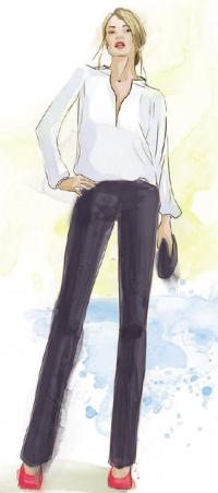 Белая рубашка с черными брюками