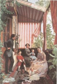 Фёдор Славянский. Семейная картина (на балконе). 1851