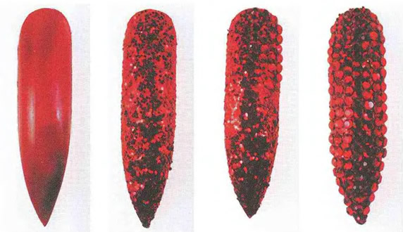 Ногти, украшенные рубинами