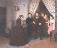 Василий Перов. Приезд гувернантки в купеческий дом. 1866