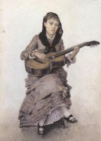 Василий Суриков. С гитарой (Портрет С.А.Кропоткиной). 1882