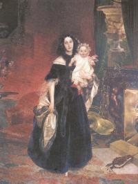 Карл Брюллов. Портрет М.А.Бек с дочерью.1840