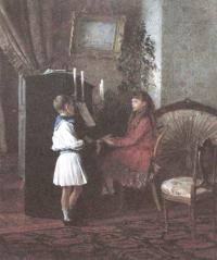 Карл Лемох. Дети у пианино. 1886