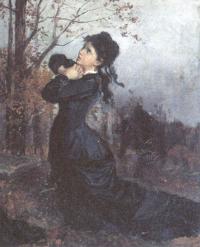 Молодая вдова на могиле мужа