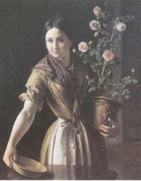 Василий Тропинин. Девушка с горшком роз. 1850